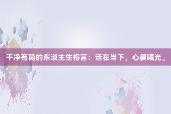 干净苟简的东谈主生格言：活在当下，心晨曦光。